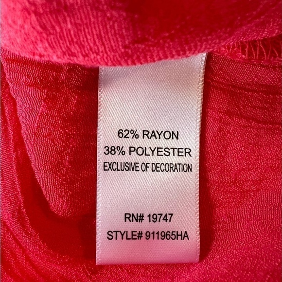 COUNTERPARTS XL SALMON/PINK LINEN LIKE BLOUSE WITH LACE TRIM - Picture 10 of 10